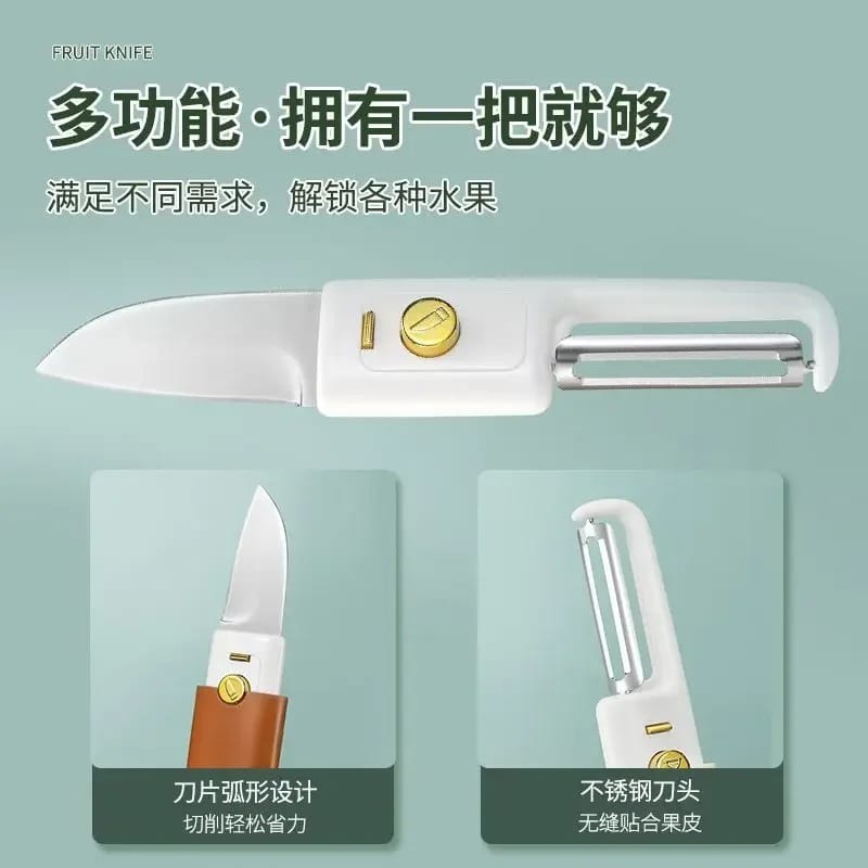Multifunctional 2 in 1 Stainless Steel Fruit Knife Peeler, Fruit and Vegetable Peeler Dual-Use Knifes