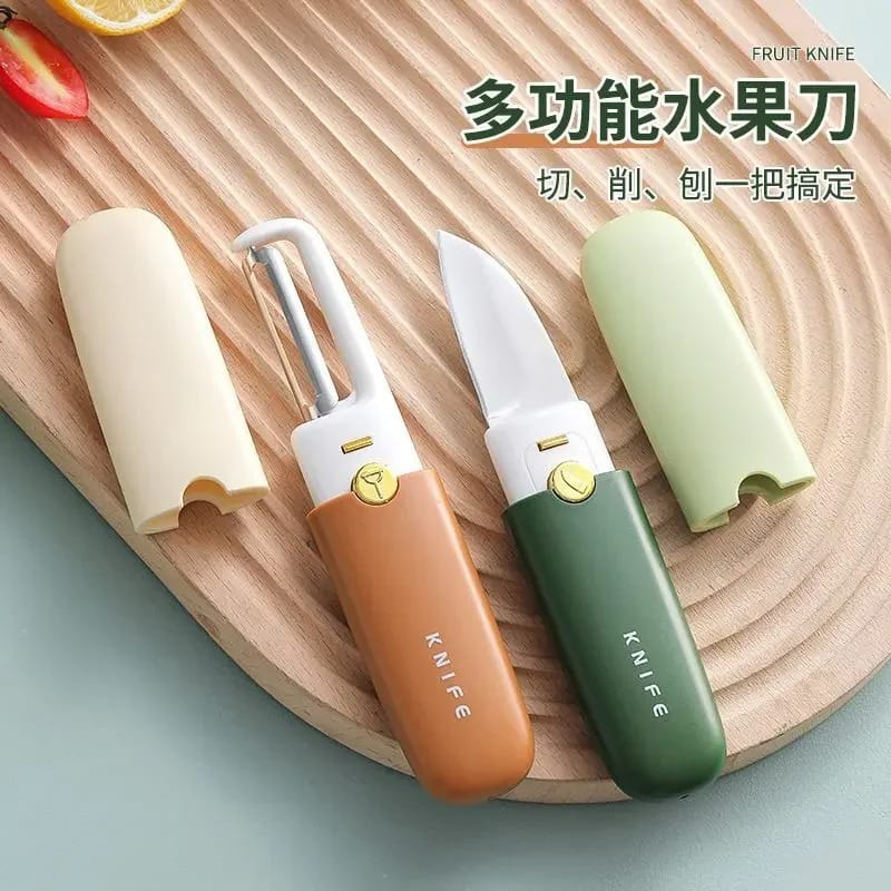 Multifunctional 2 in 1 Stainless Steel Fruit Knife Peeler, Fruit and Vegetable Peeler Dual-Use Knifes