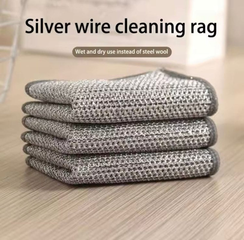 Pack of 10 Kitchen Steel Mesh Wire Dish Washer Cleaning Cloth Piece