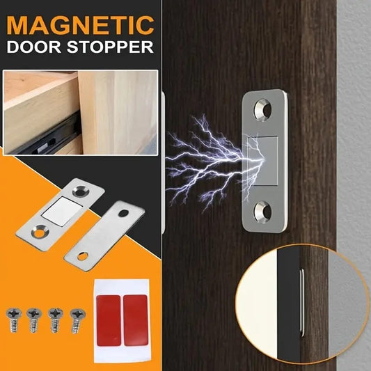 Magnetic Door Catch, Ultra Thin Cabinet Magnets Stainless Steel Cabinet Door Magnetic Catch, Adhesive Cabinet Door Magnets For Kitchen Closet Drawer Magnetic Cabinet Latch
